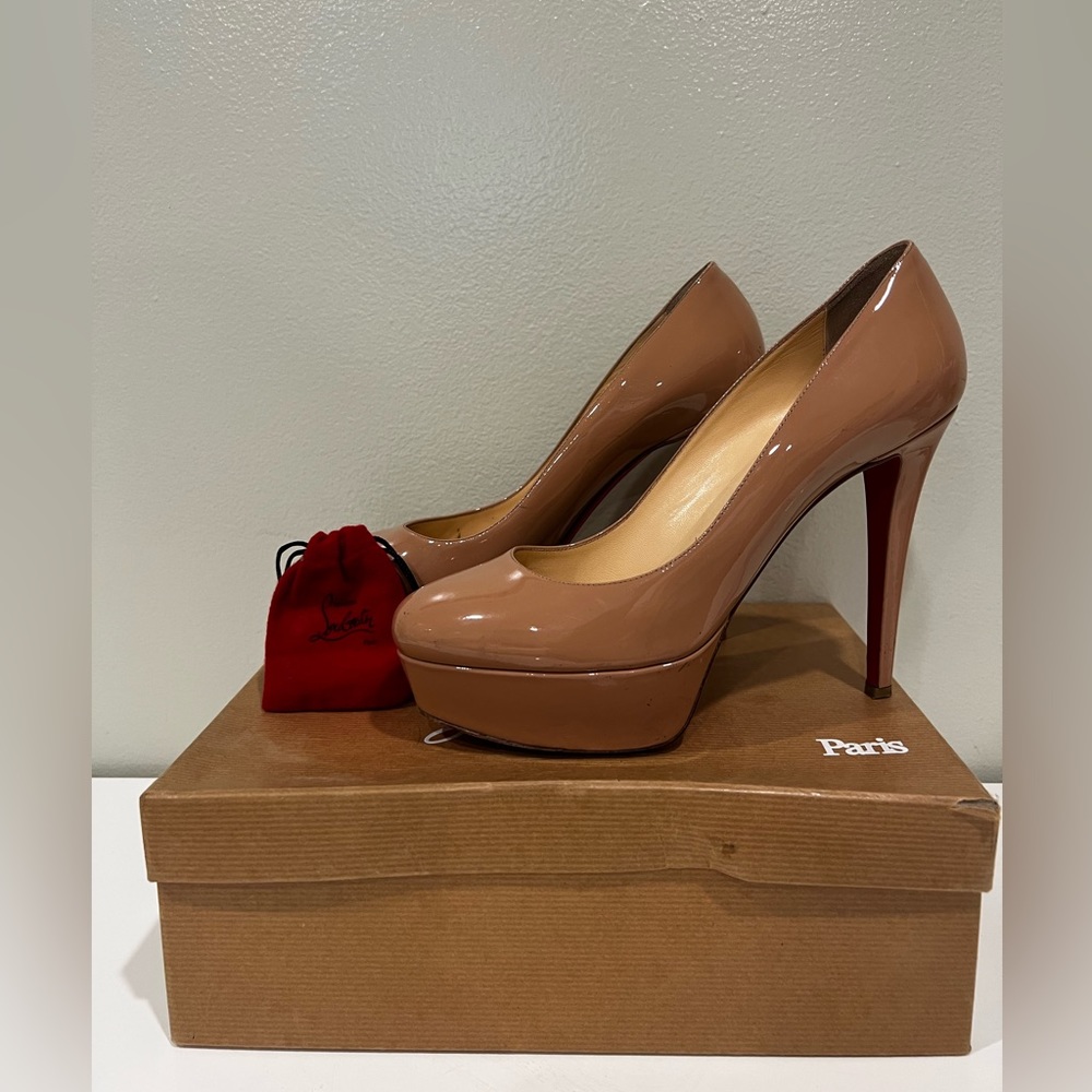 Christian Louboutin Beige Patent Leather Heels/ Pumps